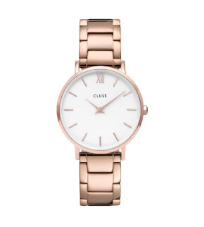 Hodinky Cluse Minuit Steel White, Rose Gold Colour