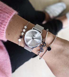 Cluse Minuit Mesh Full Silver