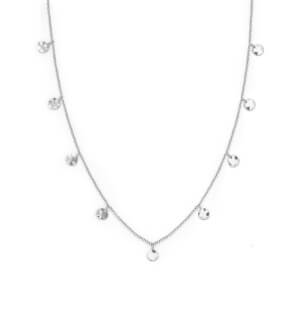 Rosefield náhrdelník Iggy Textured Coin Double Wrap Silver