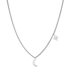 Rosefield náhrdelník Lois Moon and Star necklace Silver